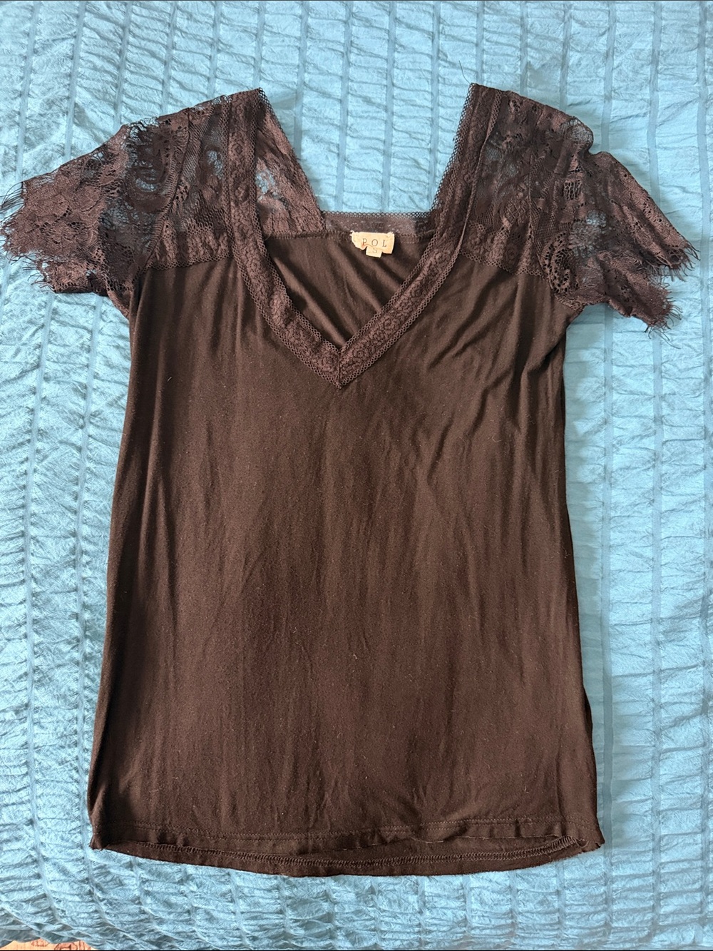 POL Black Lace-Trim V-Neck Camisole
